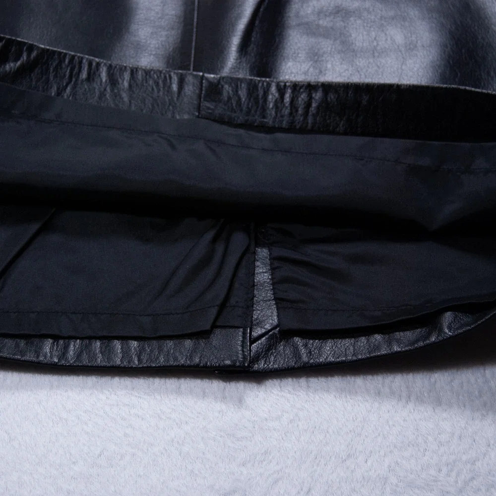 Apostrophe Black Genuine Leather Pencil Skirt‎ Size 12 Knee Length